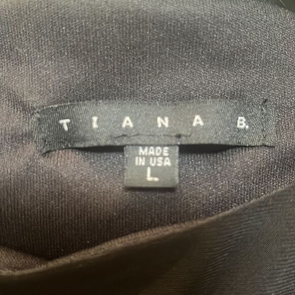 TIANA B. RUCHED BLACK SLEEVELESS DRESS LARGE - Picture 9 of 13